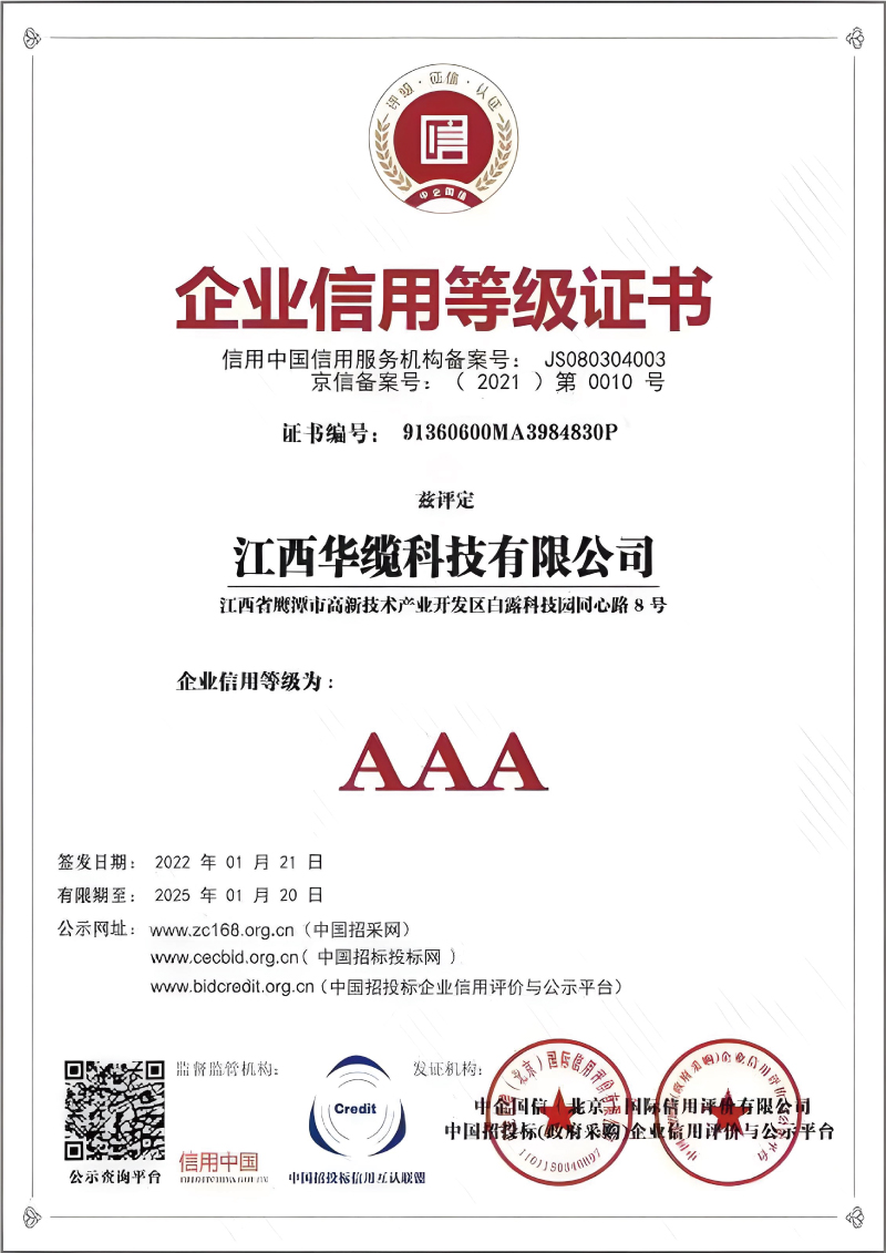 企業信用等級證書